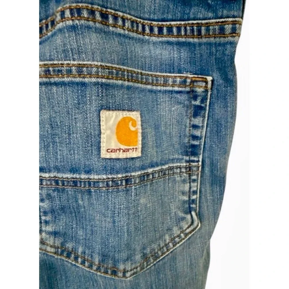 Carhartt Men's Size 42 x 30 Relaxed Fit Straight Leg Blue Denim Workwear Jeans